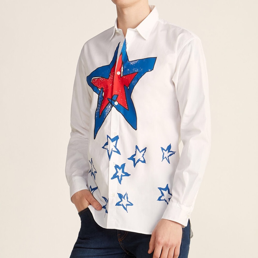 NWT $175 PATRIZIA PEPE Star white Collared Shirt